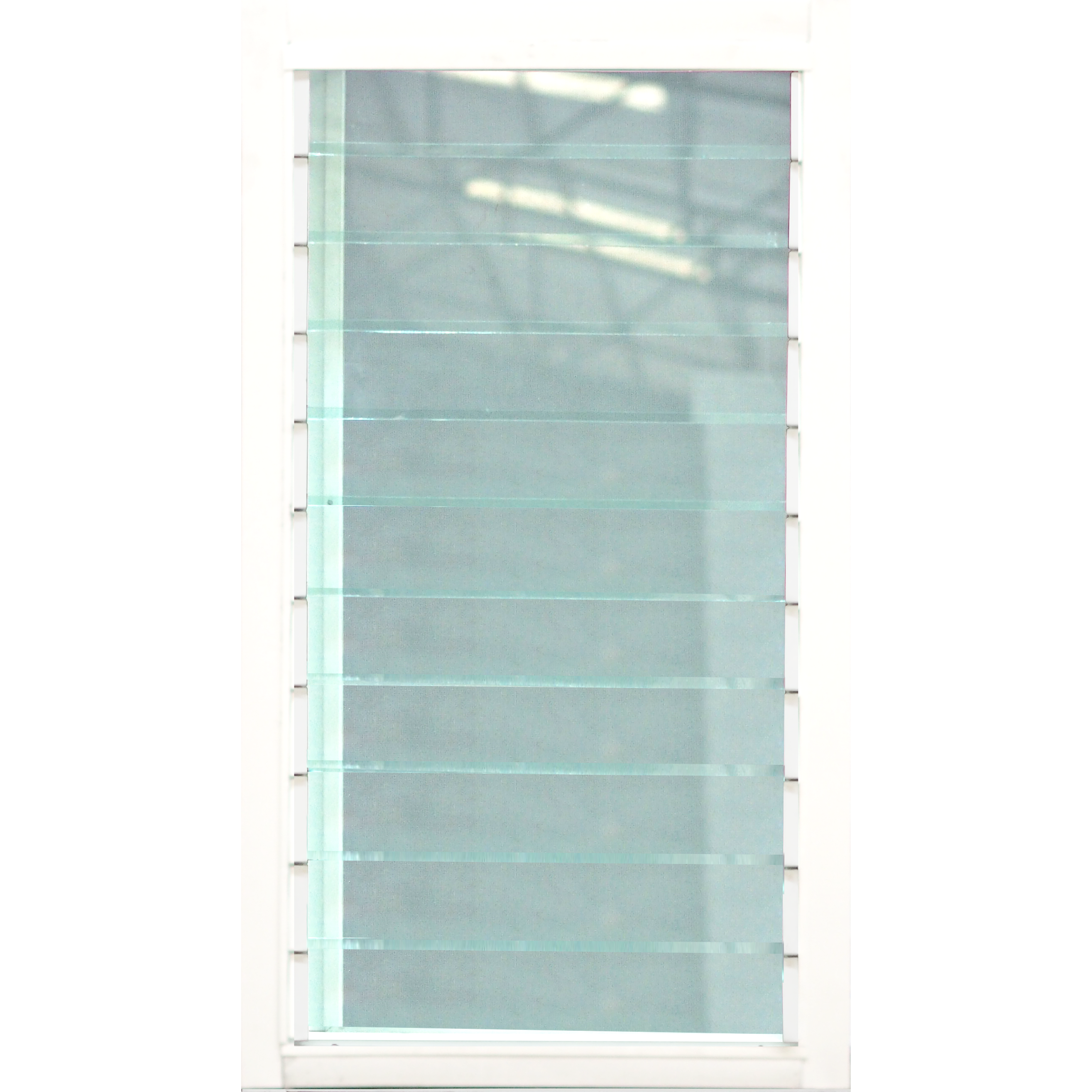 หน้าต่างบานเกล็ด 1ช่อง อลูมิเนียมสีอบขาว+กระจกใสเขียว+มุ้ง 60ซม.*110ซม.